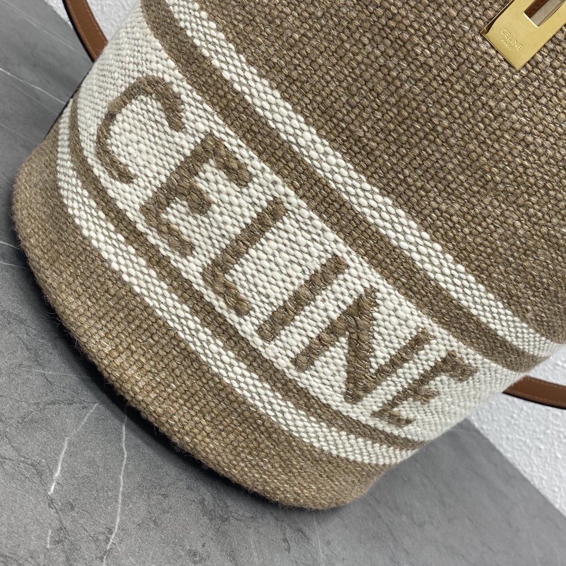 Celine Bucket 16 Smooth Calfskin Canvas Handbag Shoulder Bag Tan/Coffee 195573